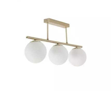 Потолочный светильник Mahala со стальными деталями и латунной отделкой и тремя сферами из матового с