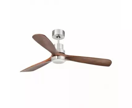 Потолочный вентилятор Lantau из матового никеля/орех с двигателем постоянного тока LED 15W 3000K