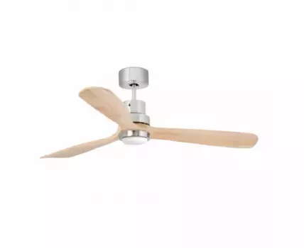 Потолочный вентилятор Lantau из матового никеля/сосны с двигателем постоянного тока LED