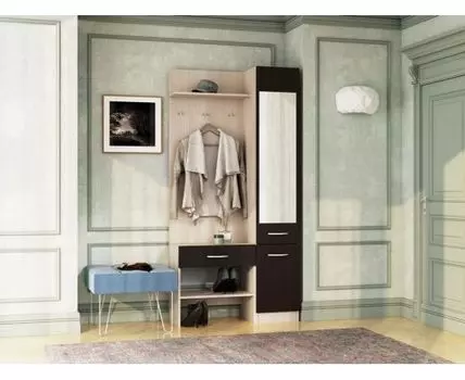 Прихожая Домино (195, 34.9, Закрытые, Темное-светлое дерево, 95)