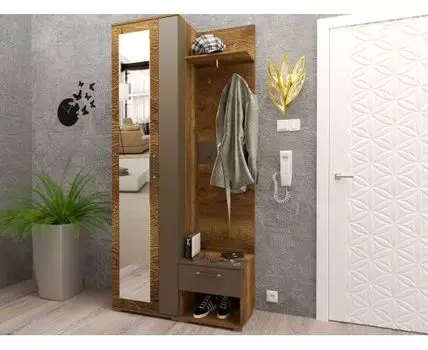 Прихожая Ханна (211, 37, Со штангой, Закрытые, Коричневое дерево, 99)