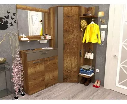 Прихожая Ханна (211, 76, Закрытые, Коричневое дерево, 201)