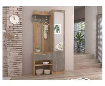 Прихожая Иннэс-3 дуб крафт золотой / камень темный