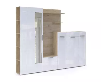 Прихожая Лайн дуб серый craft K 002 PW / белый глянец пвх комплектация 2