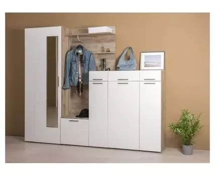 Прихожая Лайн дуб серый craft K 002 PW / белый глянец пвх комплектация 3