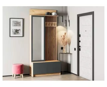 Прихожая Молд 1000 дуб крафт золотой / серый графит