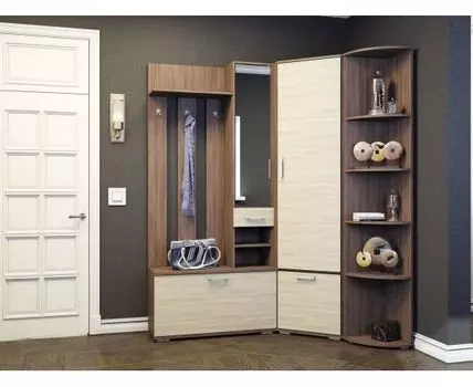 Прихожая Ника (203,2, 70,1, Закрытые, Темное-светлое дерево, 196,5)