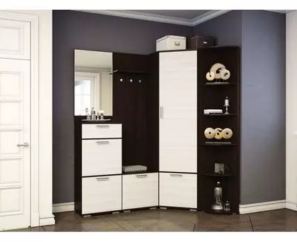 Прихожая Ника (203,3, 70,1, Закрытые, Темное-светлое дерево, 205,5)