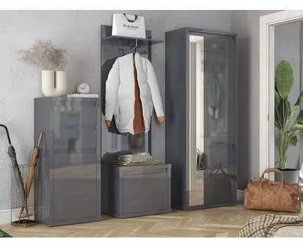 Прихожая Норд (202, 40, Большая вешалка, Закрытые, Серый, 195)