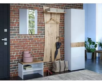 Прихожая Сахара (199.5, 38.5, Без топа-накладки, Дизайнерские, Белый, 190)