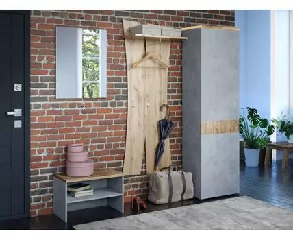 Прихожая Сахара (199.5, 38.5, С топом-накладкой, Дизайнерские, Серый, 190)