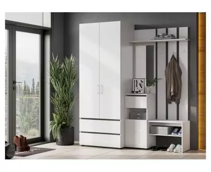 Прихожая Валенсия комплектация 1 белый текстурный