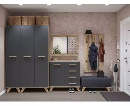 Прихожая Вега Скандинавия (194, 52, Закрытые, Серый, 300)