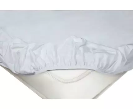 Простыня Белая трикотажная на резинке (На резинке, Белый)