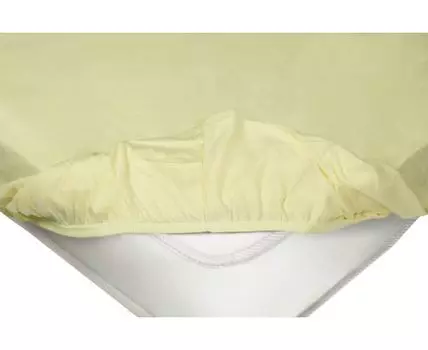 Простыня Нежно-желтая трикотажная на резинке