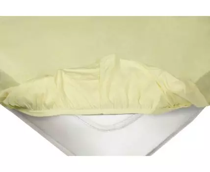 Простыня Нежно-желтая трикотажная на резинке (На резинке, Желтый)