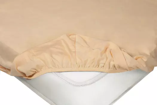 Простыня Персиковая трикотажная на резинке