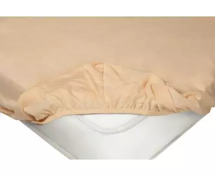 Простыня Персиковая трикотажная на резинке (На резинке, оранжевый)