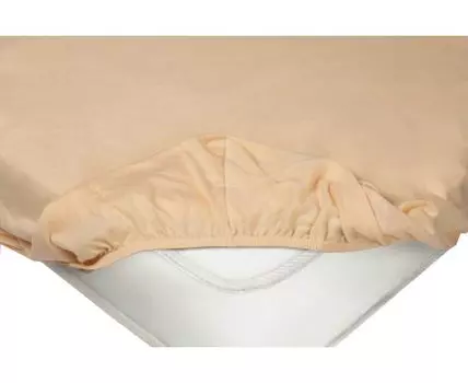 Простыня Персиковая трикотажная на резинке (На резинке, оранжевый)