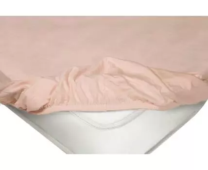 Простыня Розовая трикотажная на резинке (На резинке, Розовый)