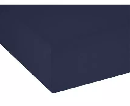 Простыня Темно-синяя трикотажная на резинке (На резинке, Синий)