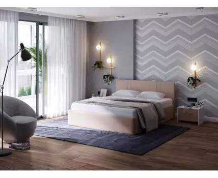 PROxSON Кровать Helix Plus (Ткань: Рогожка Savana Camel (бежевый)) 180x200 (200, Нет, 180, Savana Camel (бежевый))