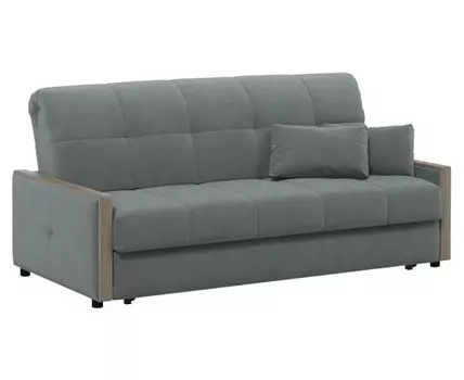 Прямой диван Андреа (90, 100 см, С ящиком, Деревянные ламели, Двуспальные, Жесткие, Серый, 139/179, Большое спальное место)