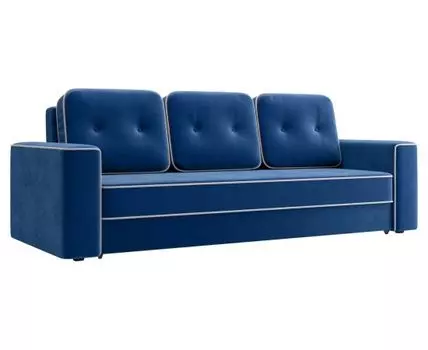 Прямой диван Бристоль (93, 100 см, Пружинный блок, Двуспальные, Жесткие, Синий, 240, Большое спальное место)