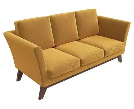 Прямой диван Дублин (94, 90 см, Пружинный блок, Жесткие, Желтый, 194, Ширина 190 см)