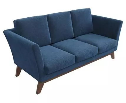 Прямой диван Дублин (94, 90 см, Пружинный блок, Жесткие, Синий, 194, Ширина 190 см)