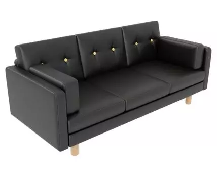 Прямой диван Ингвар (83, 80 см, Без пружин, Мягкие, Черный, 199, Ширина 200 см)