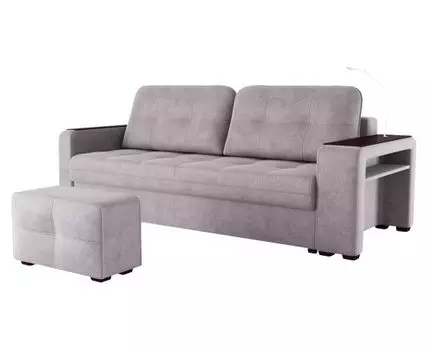 Прямой диван Эванс (96, 110 см, Пружинный блок, Двуспальные, Жесткие, Серый, 247, Большое спальное место)