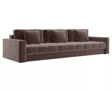 Прямой диван Клермон Макси (87, 120 см, Пружинный блок, Двуспальные, Жесткие, Коричневый, 341, Ширина 340 см)