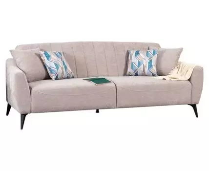 Прямой диван Наоми (88, 90 см, Плоские пружины «змейка», Односпальные, Диван-кровать, Бежевый, 229, Ширина 230 см)