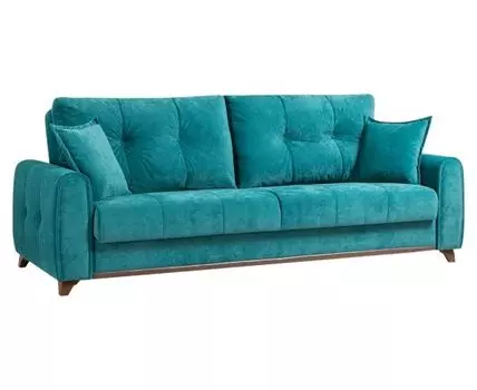 Прямой диван Плимут (91, 110 см, Плоские пружины «змейка», Полутороспальные, Диван-кровать, Синий, 234, Ширина 230 см)