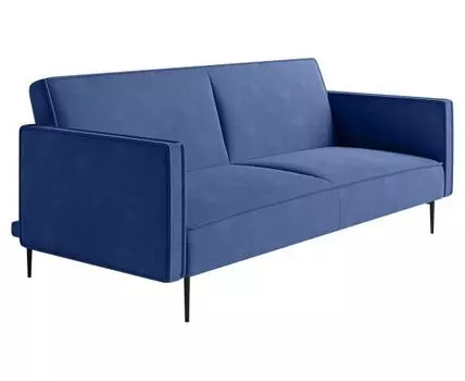 Прямой диван Рой (85, 90 см, Плоские пружины «змейка», Односпальные, Диван-кровать, Синий, 205, Ширина 200 см)