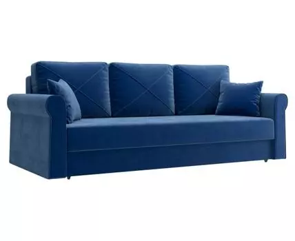 Прямой диван Роланд (93, 100 см, Пружинный блок, Двуспальные, Жесткие, Синий, 232, Большое спальное место)