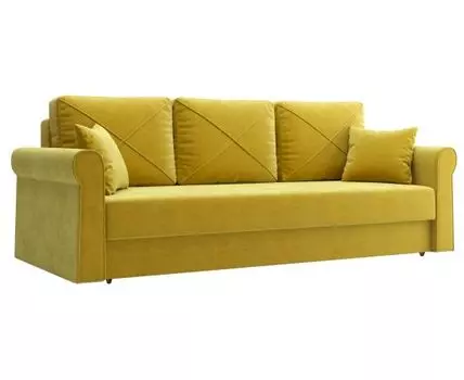 Прямой диван Роланд (93, 100 см, Пружинный блок, Двуспальные, Жесткие, Желтый, 232, Большое спальное место)