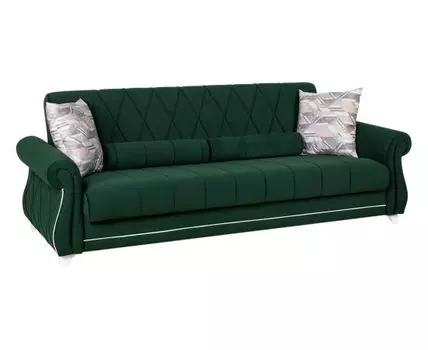 Прямой диван Роуз (87, 100 см, Плоские пружины «змейка», Полутороспальные, Диван-кровать, Зеленый, 236, Ширина 240 см)