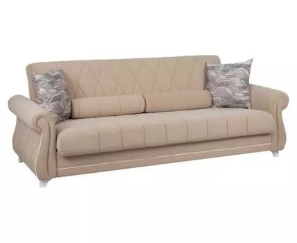 Прямой диван Роуз (87, 100 см, Плоские пружины «змейка», Полутороспальные, Диван-кровать, Бежевый, 236, Ширина 240 см)