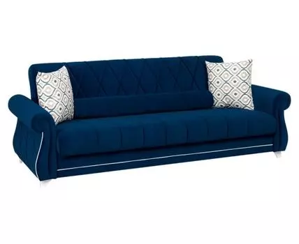 Прямой диван Роуз (87, 100 см, Плоские пружины «змейка», Полутороспальные, Диван-кровать, Синий, 236, Ширина 240 см)