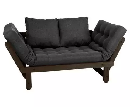 Прямой диван Сламбер (65, 70 см, Без ящика, Без пружин, Мягкие, Черный, 154, Малогабаритные)