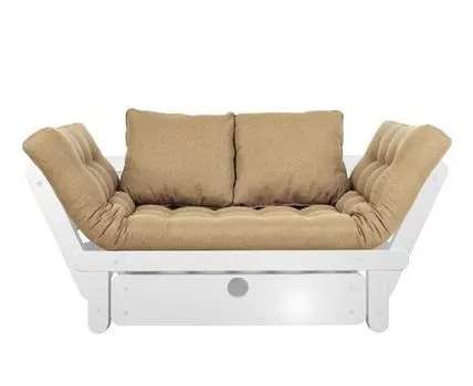 Прямой диван Сламбер (65, 70 см, С ящиком, Без пружин, Мягкие, Бежевый, 154, Малогабаритные)