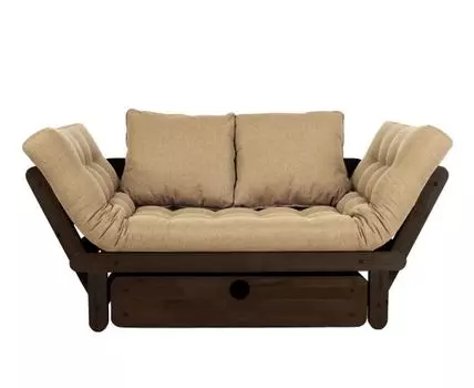 Прямой диван Сламбер (65, 70 см, С ящиком, Без пружин, Мягкие, Бежевый, 154, Малогабаритные)