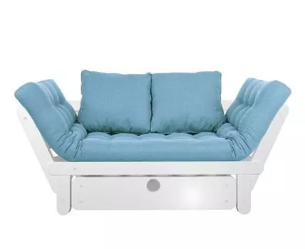 Прямой диван Сламбер (65, 70 см, С ящиком, Без пружин, Мягкие, Синий, 154, Малогабаритные)