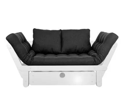 Прямой диван Сламбер (65, 70 см, С ящиком, Без пружин, Мягкие, Черный, 154, Малогабаритные)