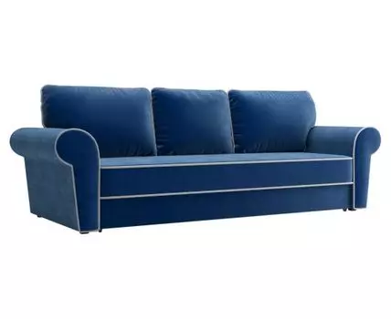 Прямой диван Техас (93, 100 см, Пружинный блок, Двуспальные, Жесткие, Синий, 254, Большое спальное место)