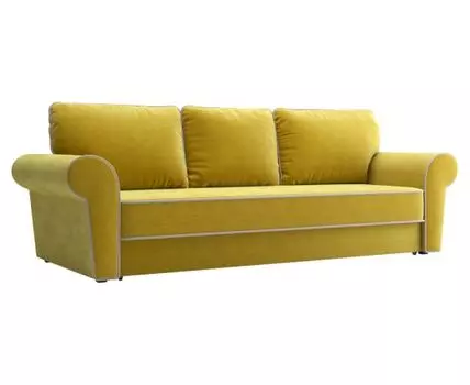 Прямой диван Техас (93, 100 см, Пружинный блок, Двуспальные, Жесткие, Желтый, 254, Большое спальное место)