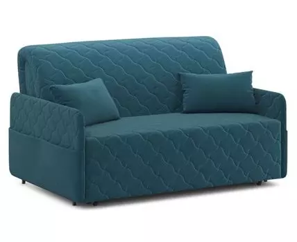 Прямой диван Тино (92, 110 см, Без ящика, Деревянные ламели, Двуспальные, Жесткие, Синий, 132/192, Большое спальное место)