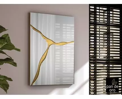 Прямоугольное зеркало Surcos золотое 80X120